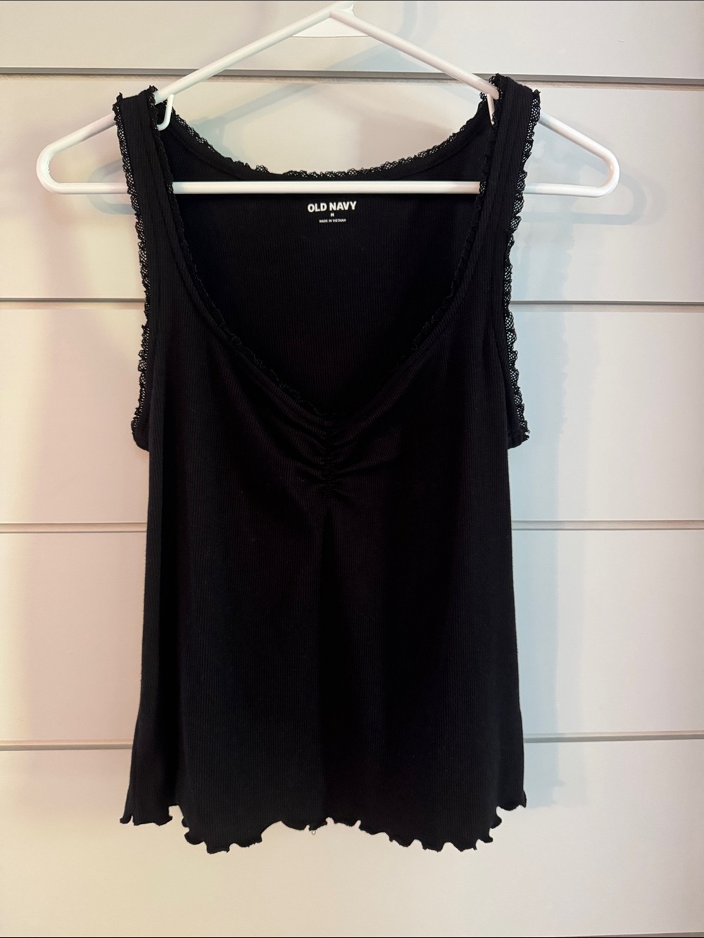 Old Navy Black Lace-Trim Ribbed Tank